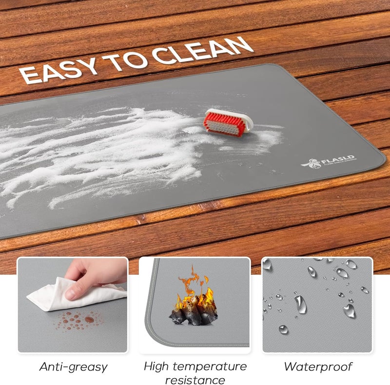 FLASLD Stove Top Covers, Heat Resistant Glass Stove Top Mat, Ceramic Glass Cooktop Protector Expands Usable Space, Reusable and Easy to Clean, Gray-20×24 inch - Image 5